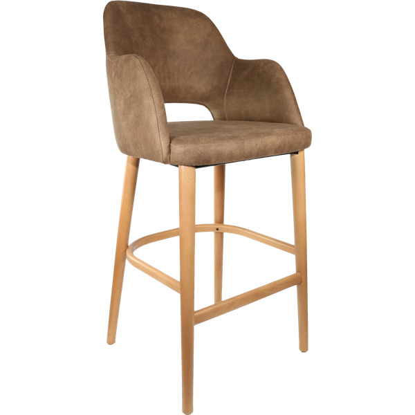 Durafurn Sorbet Stool - Trojan Oak Legs/Mocha Premium Vinyl