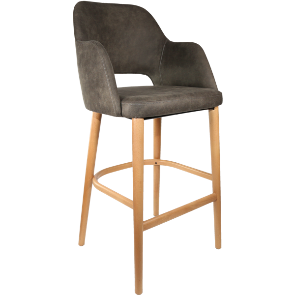 Durafurn Sorbet Stool - Trojan Oak Legs/Charcoal Premium Vinyl