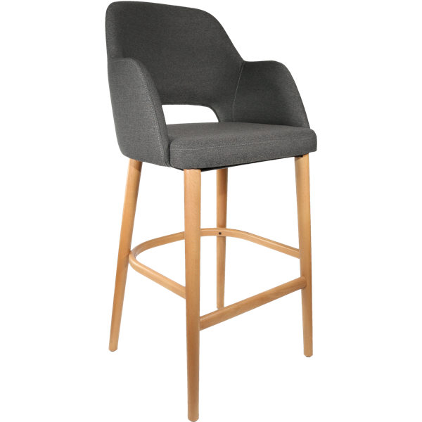 Durafurn Sorbet Stool - Trojan Oak Legs/Anthracite Woven Fabric