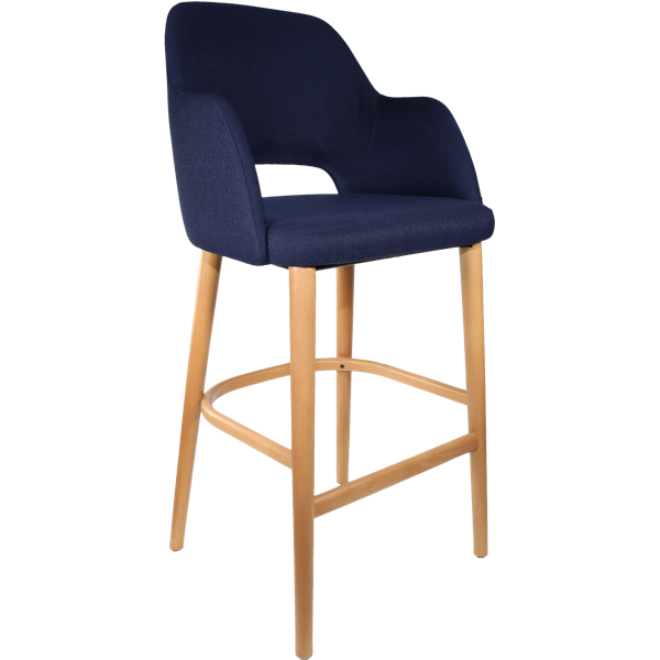 Durafurn Sorbet Stool - Trojan Oak Legs/Navy Woven Fabric