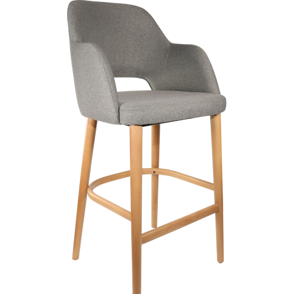 Durafurn Sorbet Stool - Trojan Oak Legs/Taupe Woven Fabric