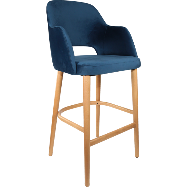 Durafurn Sorbet Stool - Trojan Oak Legs/Denim Velvet