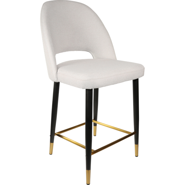 Durafurn Semifreddo Counter Stool - Black Metal 650h Legs/Light Grey Woven Fabric