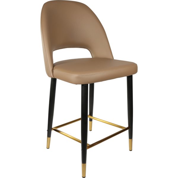 Durafurn Semifreddo Counter Stool - Black Metal 650h Legs/Taupe Vinyl
