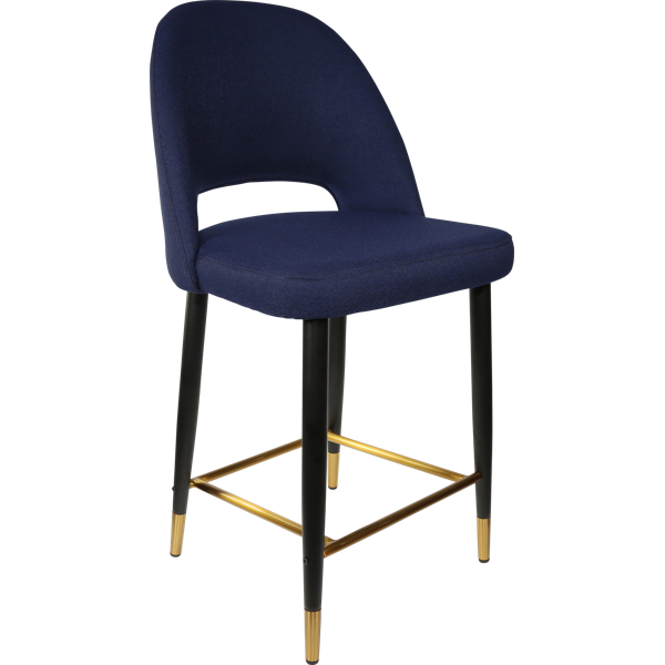 Durafurn Semifreddo Counter Stool - Black Metal 650h Legs/Navy Woven Fabric