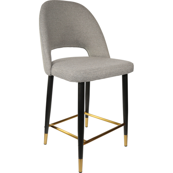 Durafurn Semifreddo Counter Stool - Black Metal 650h Legs/Taupe Woven Fabric