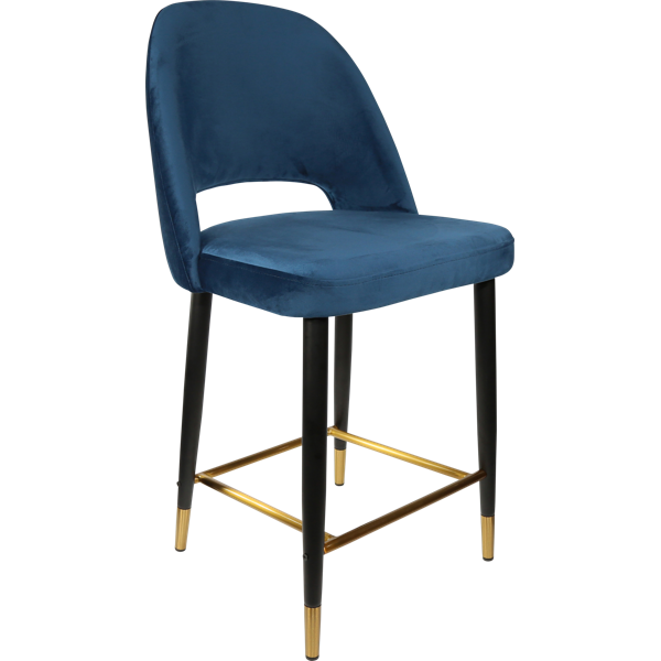 Durafurn Semifreddo Counter Stool - Black Metal 650h Legs/Denim Velvet