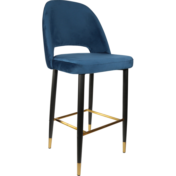 Durafurn Semifreddo Stool - Black Metal 750h Legs/Denim Velvet