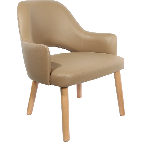 Durafurn BonBon Armchair - Trojan Oak Legs/Taupe Vinyl Shell