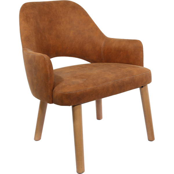 Durafurn BonBon Armchair - Trojan Oak Legs/Tan Fabric Shell