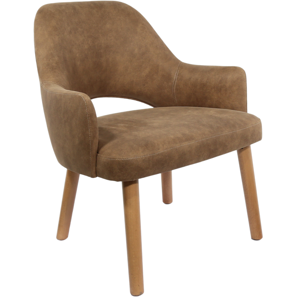 Durafurn BonBon Armchair - Trojan Oak Legs/Mocha Fabric Shell