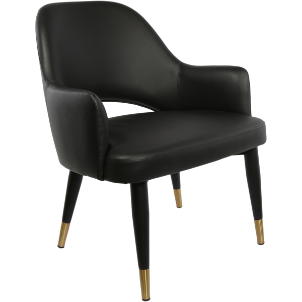 Durafurn BonBon Armchair - Metal Black with Brass tips/Black Vinyl Shell