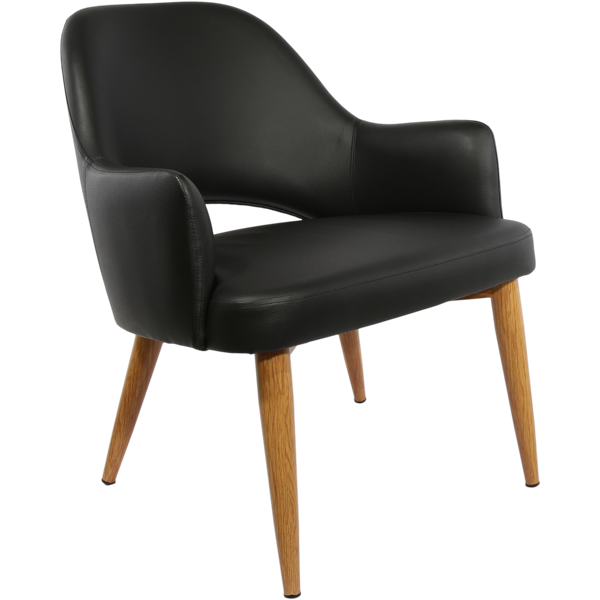 Durafurn BonBon Armchair - Metal Timber Image Natural Oak /Black Vinyl Shell