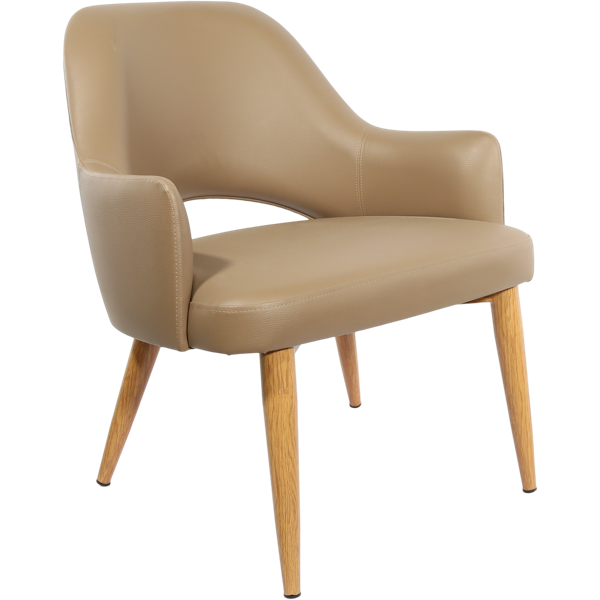 Durafurn BonBon Armchair - Metal Timber Image Natural Oak /Taupe Vinyl Shell