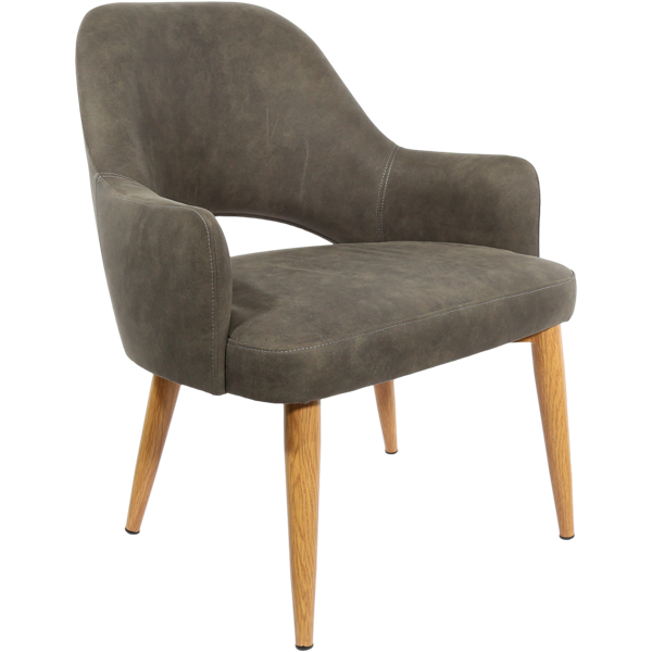 Durafurn BonBon Armchair - Metal Timber Image Natural Oak /Charcoal Fabric Shell