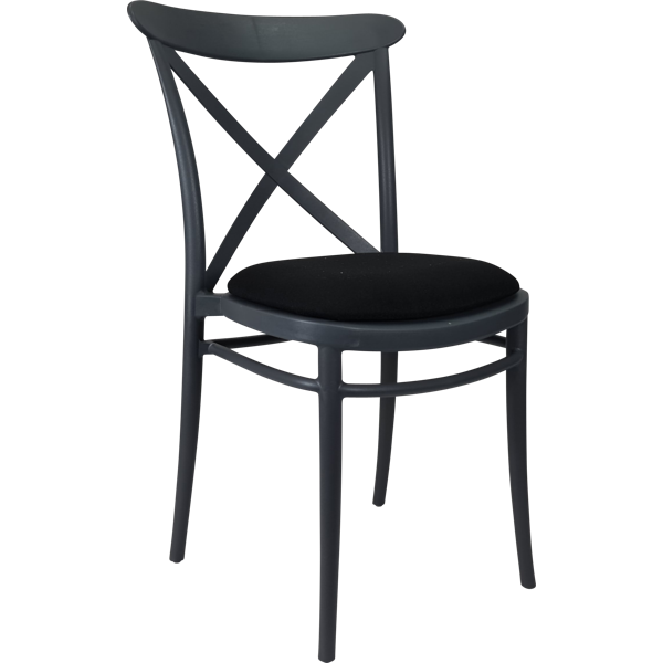 Siesta Cross Chair - Anthracite with Black Vinyl Cushion