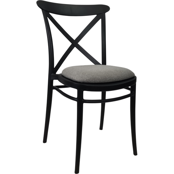 Siesta Cross Chair - Black with Taupe Fabric Cushion