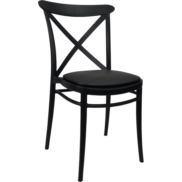 Siesta Cross Chair - Black with Black Vinyl Cushion