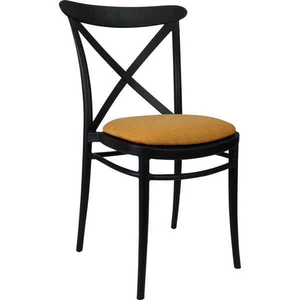 Siesta Cross Chair - Black with Orange Fabric Cushion