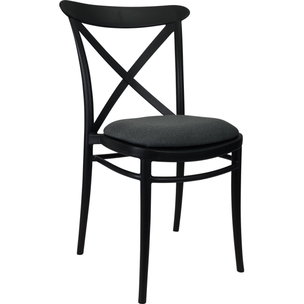 Siesta Cross Chair - Black with Anthracite Fabric Cushion