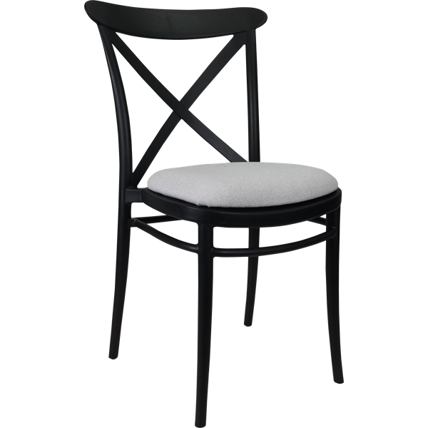 Siesta Cross Chair - Black with Light Grey Fabric Cushion