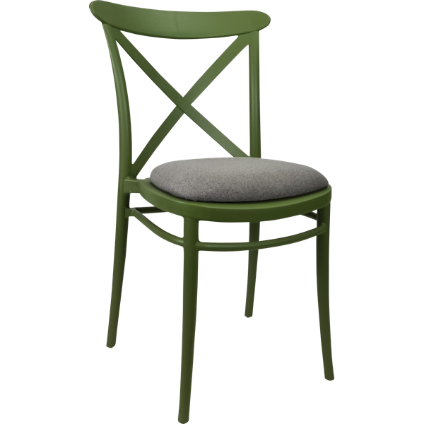 Siesta Cross Chair - Olive Green with Taupe Fabric Cushion