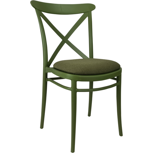 Siesta Cross Chair - Olive Green with Olive Green Fabric Cushion