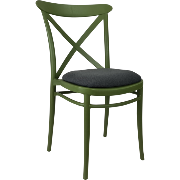 Siesta Cross Chair - Olive Green with Anthracite Fabric Cushion