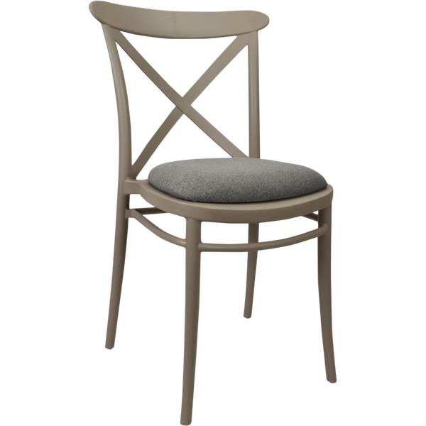 Siesta Cross Chair - Taupe with Taupe Fabric Cushion