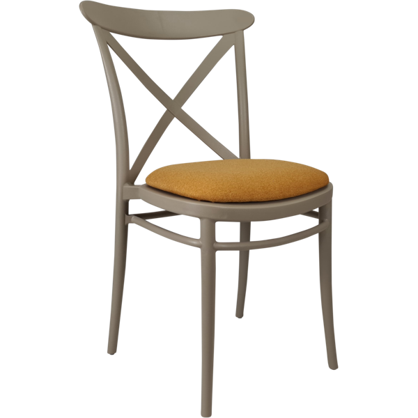 Siesta Cross Chair - Taupe with Orange Fabric Cushion