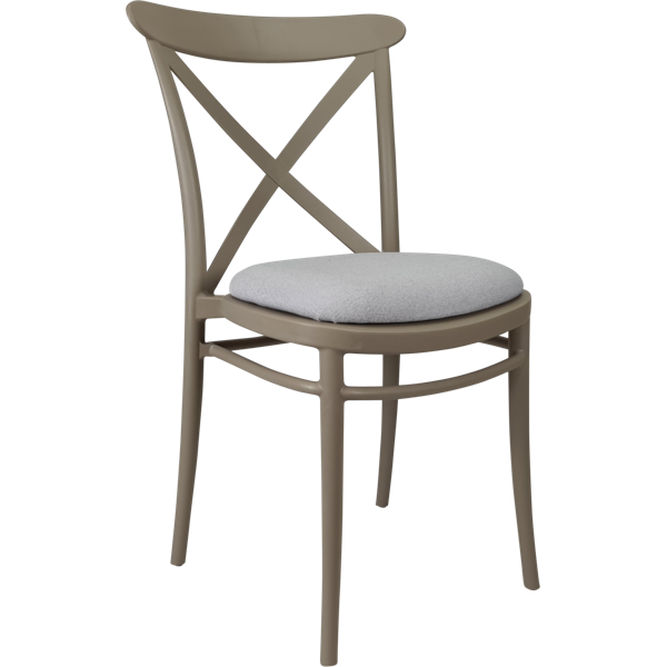 Siesta Cross Chair - Taupe with Light Grey Fabric Cushion