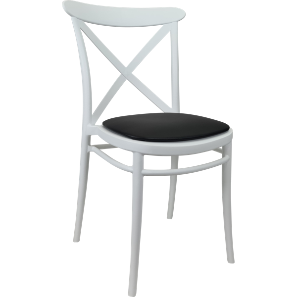 Siesta Cross Chair - White with Black Vinyl Cushion