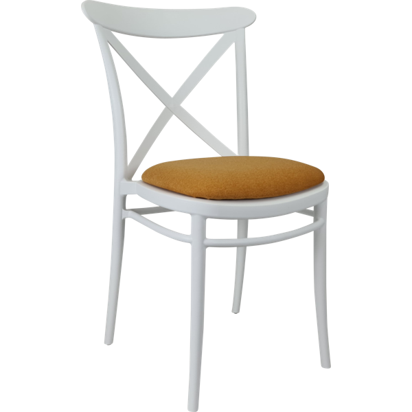 Siesta Cross Chair - White with Orange Fabric Cushion
