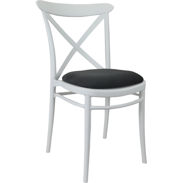Siesta Cross Chair - White with Anthracite Fabric Cushion