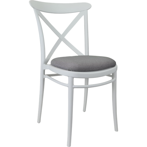 Siesta Cross Chair - White with Taupe Fabric Cushion