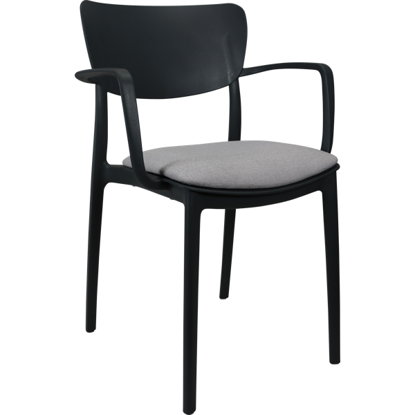 Siesta Lisa Arm Chair - Anthracite with Light Grey Fabric Cushion