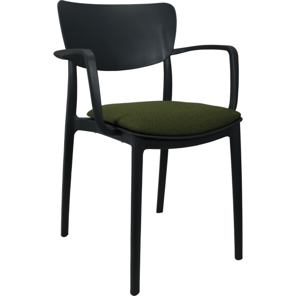 Siesta Lisa Arm Chair - Anthracite with Olive Green Fabric Cushion