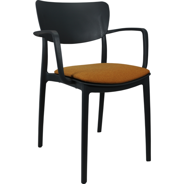 Siesta Lisa Arm Chair - Anthracite with Orange Fabric Cushion