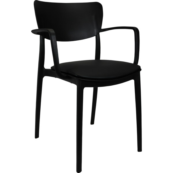 Siesta Lisa Arm Chair - Black with Black Vinyl Cushion