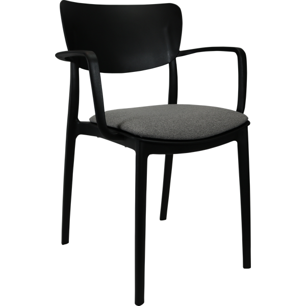 Siesta Lisa Arm Chair - Black with Taupe Fabric Cushion