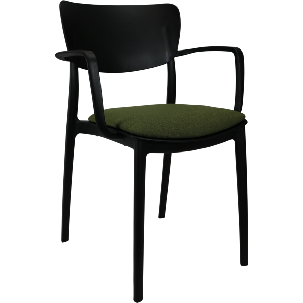 Siesta Lisa Arm Chair - Black with Olive Green Fabric Cushion