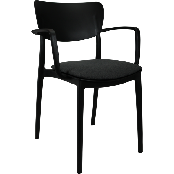 Siesta Lisa Arm Chair - Black with Anthracite Fabric Cushion