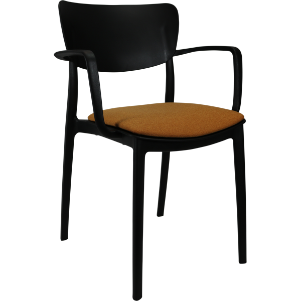 Siesta Lisa Arm Chair - Black with Orange Fabric Cushion