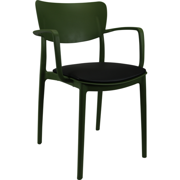 Siesta Lisa Arm Chair - Olive Green with Black Vinyl Cushion