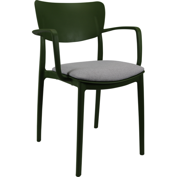 Siesta Lisa Arm Chair - Olive Green with Light Grey Fabric Cushion