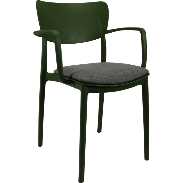 Siesta Lisa Arm Chair - Olive Green with Taupe Fabric Cushion