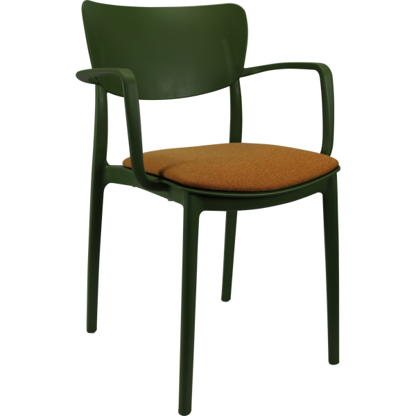 Siesta Lisa Arm Chair - Olive Green with Orange Fabric Cushion