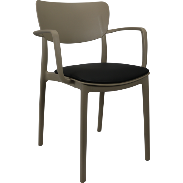 Siesta Lisa Arm Chair - Taupe with Black Vinyl Cushion