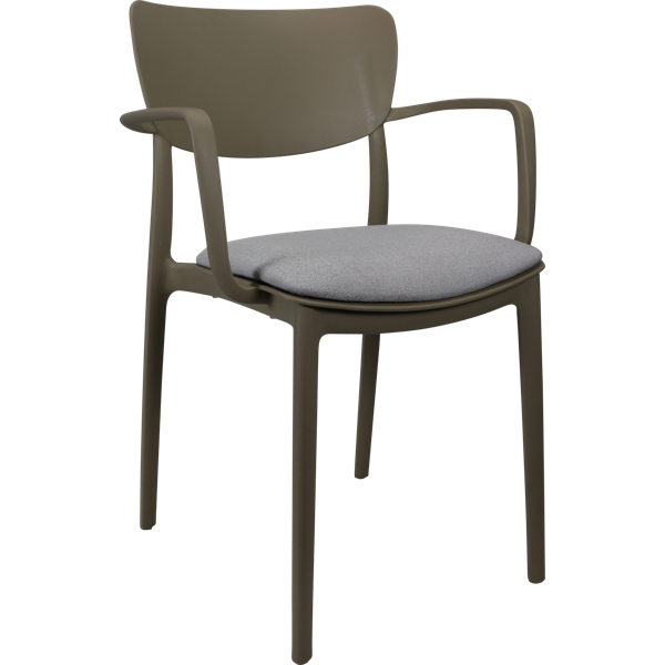 Siesta Lisa Arm Chair - Taupe with Light Grey Fabric Cushion