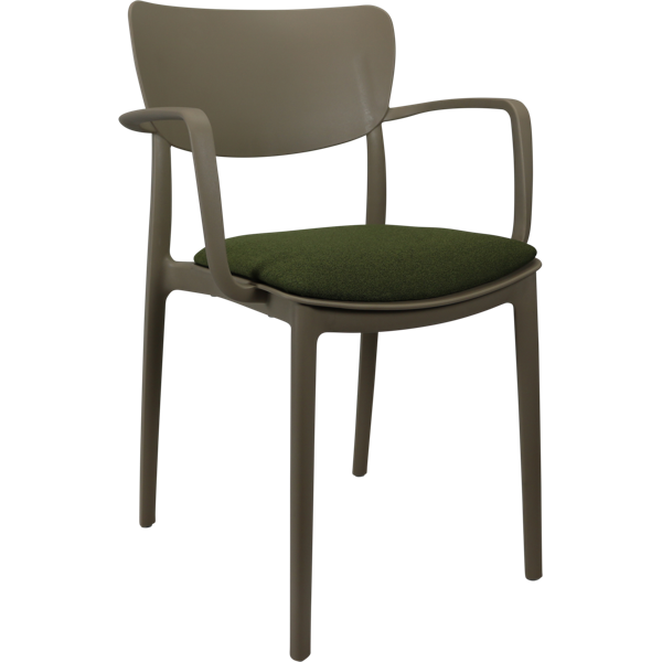 Siesta Lisa Arm Chair - Taupe with Olive Green Fabric Cushion